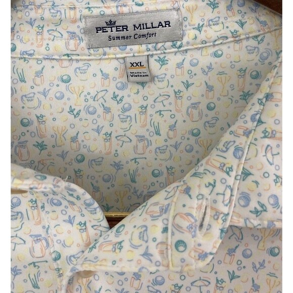 Men's Peter Millar Summer Comfort Polo All Over Print Drinks Logo Size XXL - Picture 2 of 7
